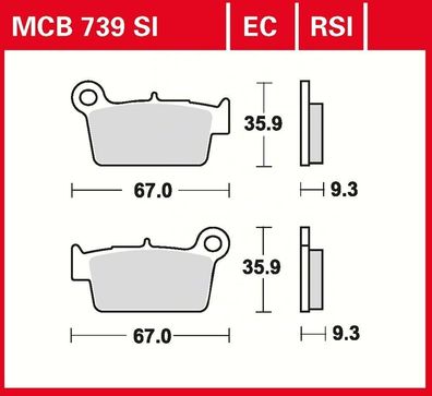 MCB739SI Bremsbelag Aprilia Beta Bimota CCM GasGas Kawasaki Suzuki Sherco TM Yam