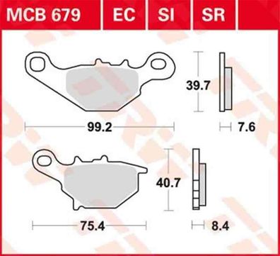 MCB679SI Bremsbelag Kawasaki 125 KLX KMX Suzuki RM 80 RM 85 125 DR-Z vorne