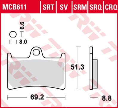 MCB611SV Bremsbelag Yamaha 600 FZ6 700 MT 800 FZ8 900 TDM 1000 FZS 1300 FJR