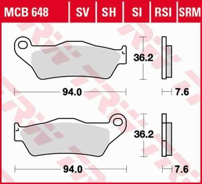 MCB648SV Bremsbelag BMW 450 G Cagiva Elefant Ducati Multistrada Monster KTM 640