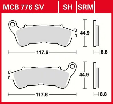 MCB776SV Bremsbelag Honda CBR CB NC NSA NT Deauville XL VA Transalp VFR Varadero