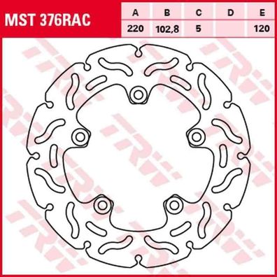 MST376RAC Bremsscheibe Starre Scheibe Racing Design Aprilia 1000 RSV Mille Tuono