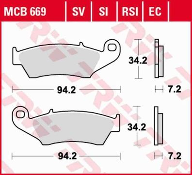 MCB669SI Bremsbelag Aprilia Beta Bimoto CPI Fantic Gas Gas HM Honda Kawasaki Yam