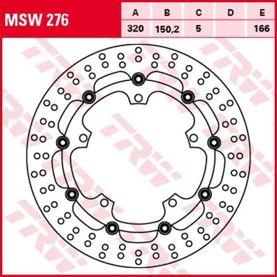 MSW276 Bremsscheibe schwimmend Triumpf Speed Triple Sprint GT Trophy SE ABS