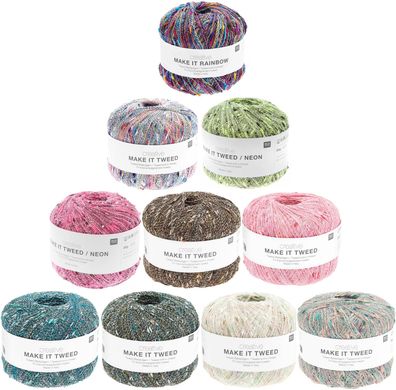 50g Rico Creative Rainbow & Tweed multicolor & neon Beilaufgarn GP 129,80€/1kg