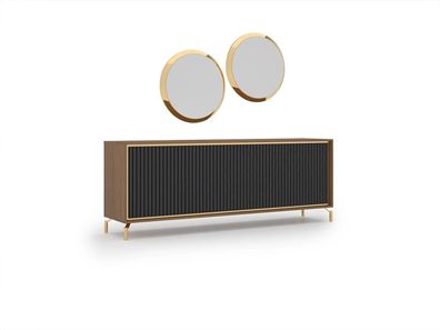 Esszimmer Modern Essgruppe Sideboard mit 2x Spiegel Luxus Holz Möbel