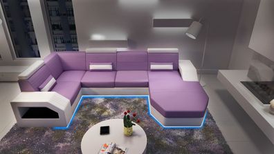 Designer Sofa Ecksofa Leder Stoff Textil Polster Garnitur bereits aktiv