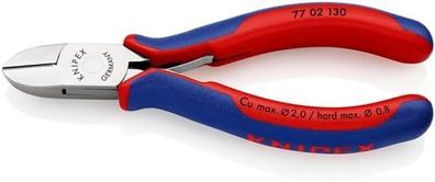 Elektronikseitenschneider L.130mm Form 0 Facette ja 2K-Hülle spiegelpol. KNIPEX