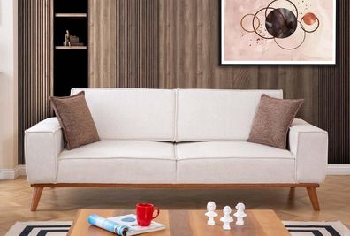 Weiße Wohnzimmer Garnitur Stilvoller 3-Sitzer Designer Sessel 2tlg Set