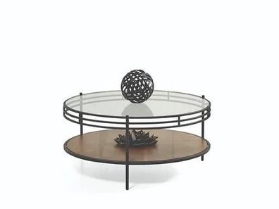 Designer Couchtisch Luxus Glastisch Kaffee Rund Wohnzimmer Holz Tisch