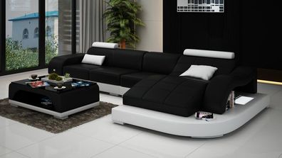 Wohnlandschaft Ecksofa Sofa mit USB Ledersofa Designersofa Sitz Polster Neu 3375