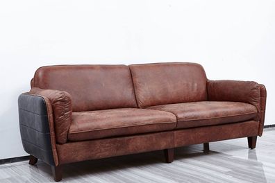 Luxury Vintage 3 + 2 Sitzer Echtleder Möbel Wohnzimmer Sofa Suite Loft garnituren