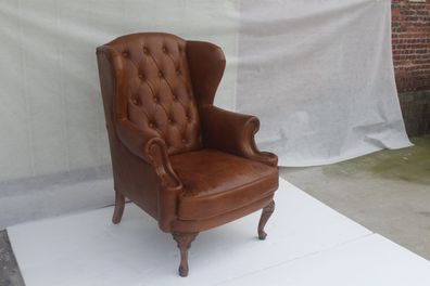 Chesterfield Leder Sessel Ohrensessel Vintage Clubsessel Chefsessel Ohrensessel