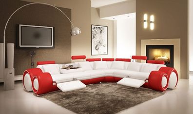 Ledersofa mit USB, ohnlandschaft Ecksofa Eck Garnitur Design Modern Sofa A1163