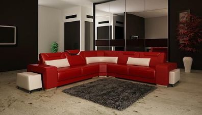 Wohnlandschaft Polster Ecke Eck Sofa + USB, arnitur Landschaft Leder Sitz PH739