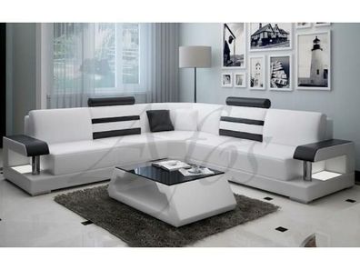 Wohnlandschaft Polster Ecke Eck Sofa mit USB Garnitur Landschaft Leder Neu 2723B