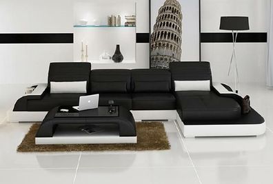 Wohnlandschaft Polster Ecke Eck Sofa mit USB Garnitur Landschaft Leder Wetzlar