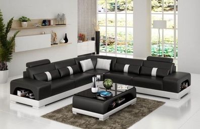 Designer Wohnlandschaft Ecksofa Sofa USB Big L Form XXL Sitz Garnitur Sandberg