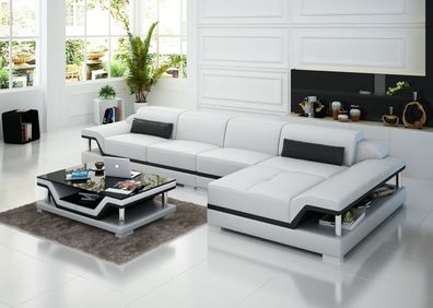 Design Ledersofa Sofa USB Polster Eckgarnitur Sitzgarnitur Leder Couchen 8004C