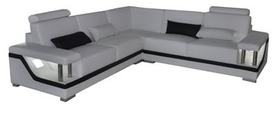 Ledersofa mit USB Wohnlandschaft Eck Garnitur Design Modern Sofa L-Form L6002