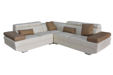 Ledersofa Couch Wohnlandschaft Eck Garnitur Design Modern Sofa L-Form mit USB