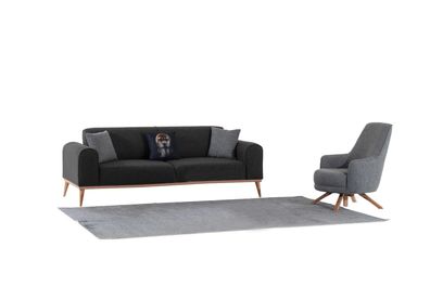 Exklusive Wohnzimmer Set aus 3-Sitzer Sofa und Sessel Neuheit 2tlg