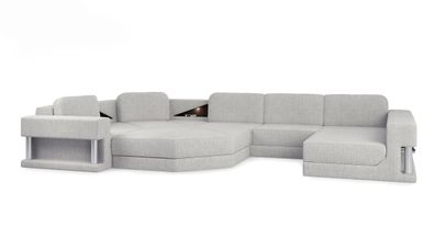 Modern Ecksofa USB LED Couch Polster Leder Design Sofa Garnitur Wohnlandschaft