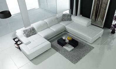 Leder Sofa Wohnzimmer Eckgarnitur Sitzgarnituren Wohnlandschaft Polsterecke + USB