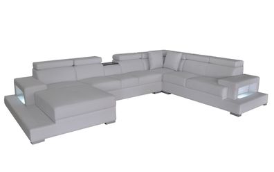 Leder Polster Sitz Zimmer Eck Wohn Sofa Couch XXL Designer Garnitur Sofas + USB