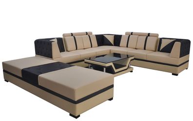 Eck Sofa mit USB, ouch Wohnlandschaft Leder Ecke Couchen Polster Sitz Garnitur