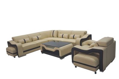 Ledercouch Eckgarnitur Sofa Tisch Ecke Sitzgarnitur Design Ledersofa Couch USB