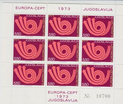 Jugoslavia [1973] MiNr 1508 ( * */mnh ) CEPT Kleinbogen