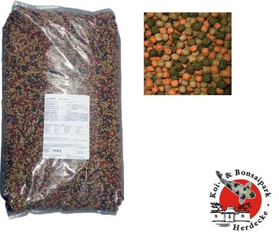 Aquaforte 15 kg Koifutter 4 Sorten Basic Mix Futter für Zierfische in 6 mm