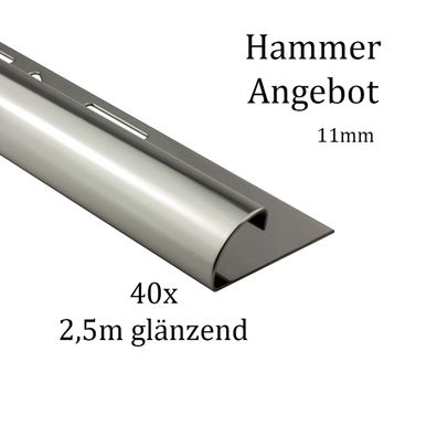 40x Viertelkreis Edelstahlschiene Fliesenschiene Fliesenprofil 11mm glänzend