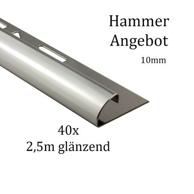 40x Viertelkreis Edelstahlschiene Fliesenschiene Fliesenprofil 10mm glänzend