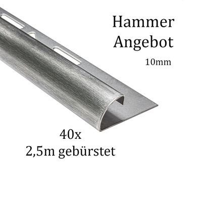 40x Viertelkreis Edelstahlschiene Fliesenschiene Fliesenprofil 10mm gebürstet