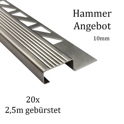 20x Edelstahl Stufenprofil Fliesenleiste Profil Treppen Schiene H10mm gebürstet