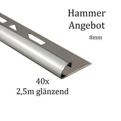 40x Viertelkreis Edelstahlschiene Fliesenschiene Fliesenprofil 8mm glänzend