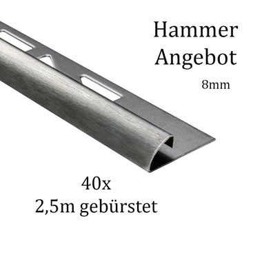 40x Viertelkreis Edelstahlschiene Fliesenschiene Fliesenprofil 8mm gebürstet