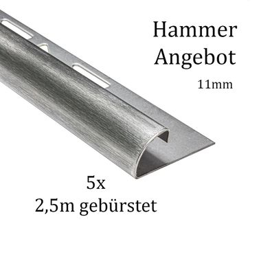 5x Viertelkreis Edelstahlschiene Fliesenschiene Fliesenprofil 11mm gebürstet