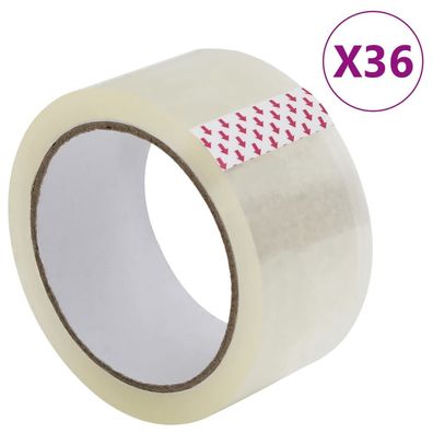 vidaXL Paketklebeband 36 Stk. Transparent 48 mm x 66 m