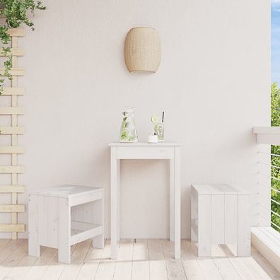vidaXL Gartenhocker 2 Stk. Weiß 40x36x45 cm Massivholz Kiefer
