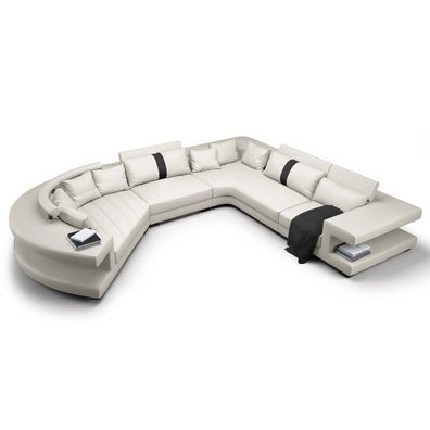 Wohnlandschaft Ecksofa Sofa Couch Polster Rundsofa Rundes Sofa Leder Neu