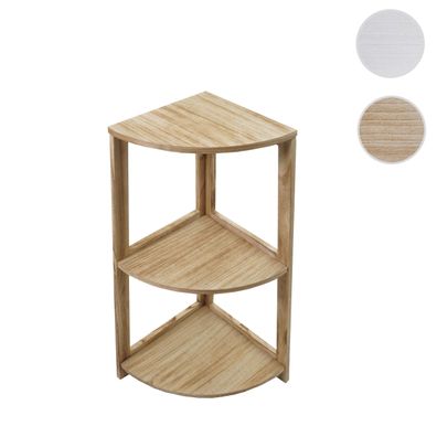 Eckregal HWC-K44, 3 Ablagen, 80x37x37cm MDF aus Paulownia