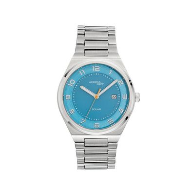 Adora Saphir Herren Armbanduhr Ø 40mm Edelstahl silbern Datum Analog