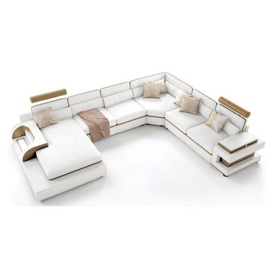 Ledersofa Sofa Couch Polster Ecksofa Wohnlandschaft Eck Garnitur Brugg W/B Neu