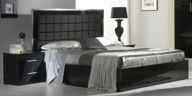 Schlafzimmer Möbel 3Tlg. Set Hotel Bett + 2 Nachttische Hochglanz Betten Italien