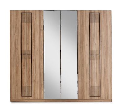 Holzschrank Schlafzimmerschrank Kleiderschrank Schrank Braun Spiegel