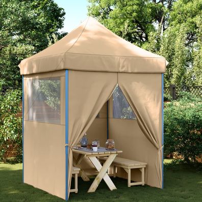 vidaXL Partyzelt Faltbar Pop-Up mit 4 Seitenteilen Beige