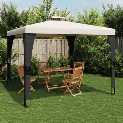 vidaXL Pavillon mit Doppeldach Creme 2,98x2,98 m Stahl